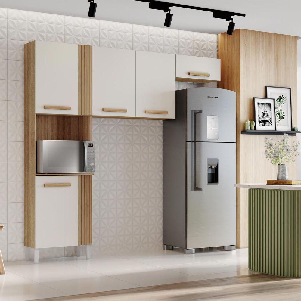 Cozinha Compacta Com 05 Portas Juma Cor Atacama Off White Aramóveis - 3