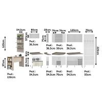 Armário De Cozinha Completa 10 Pçs Com Vidro Tampo Bancada Pérola Móveis Branco Polar Crema Connect - 5