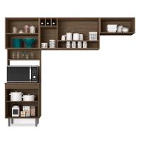 Cozinha Compacta 3 Peças Com 8 Portas E Paneleiro Duplo Barcelona Cor Carvalho Oak Grafite Poliman Móveis - 3