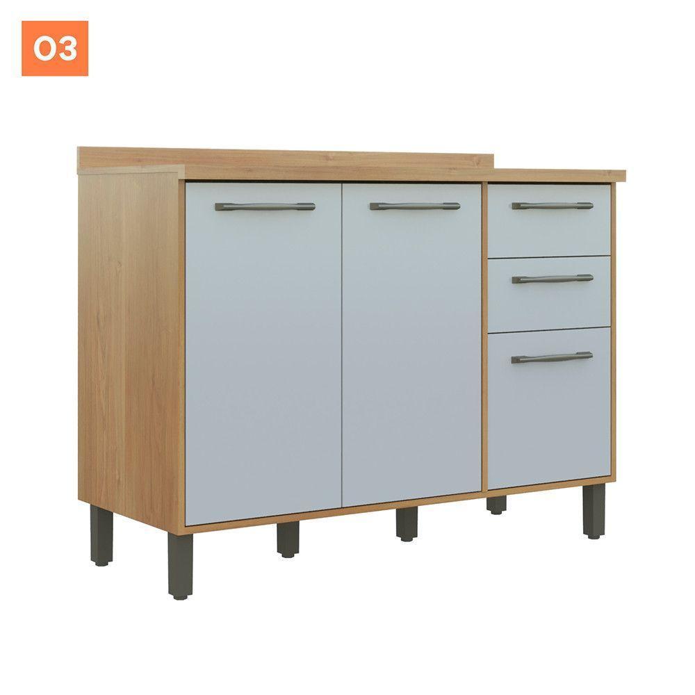 Cozinha Completa 5 Peças Detalhe Vidro áustria Valdemóveis Cinamomo/off White - 2