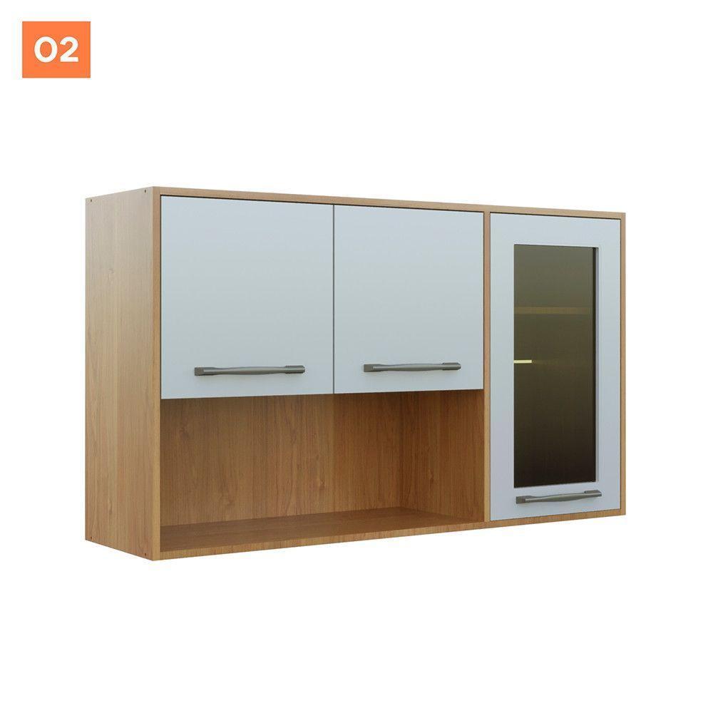 Cozinha Completa 5 Peças Detalhe Vidro áustria Valdemóveis Cinamomo/off White - 3