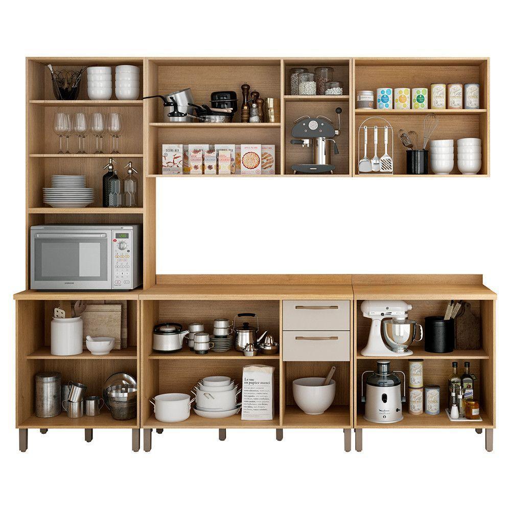 Cozinha Completa 5 Peças Detalhe Vidro áustria Valdemóveis Cinamomo/off White - 4