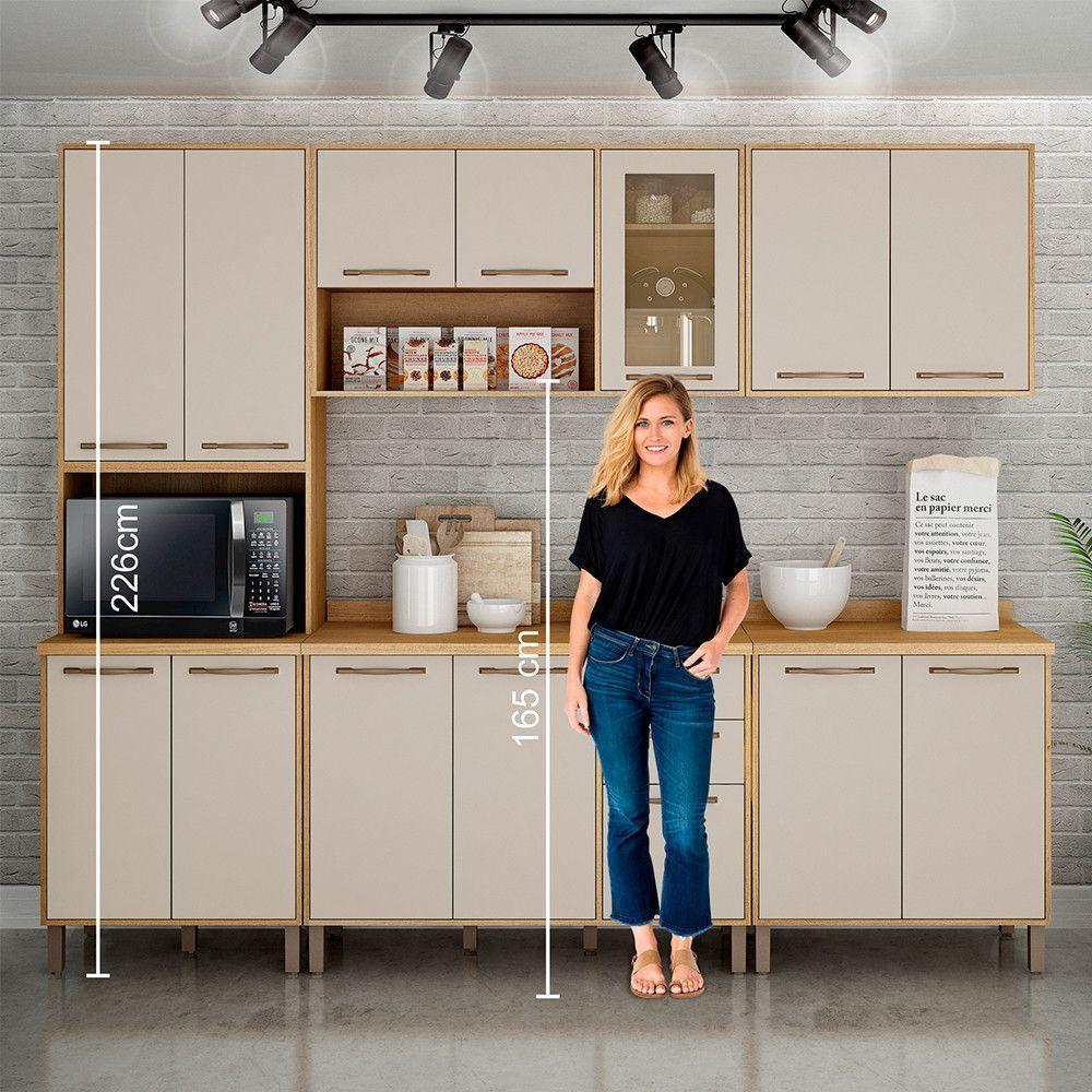 Cozinha Completa 5 Peças Detalhe Vidro áustria Valdemóveis Cinamomo/off White - 7