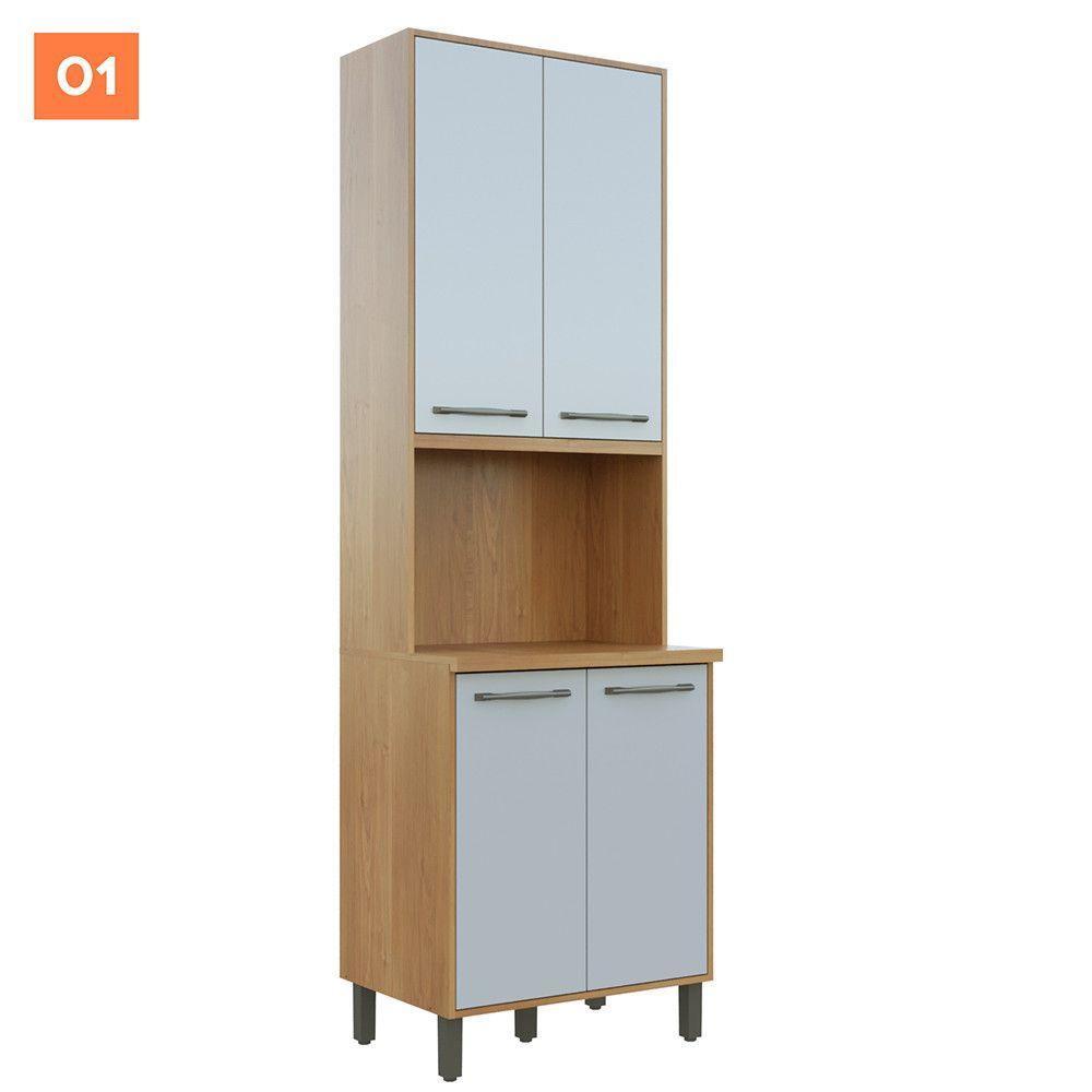 Cozinha Completa 5 Peças Detalhe Vidro áustria Valdemóveis Cinamomo/off White - 9