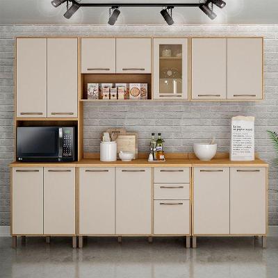 Cozinha Completa 5 Peças Detalhe Vidro áustria Valdemóveis Cinamomo/off White