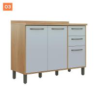 Cozinha Completa 5 Peças Detalhe Vidro áustria Valdemóveis Cinamomo/off White - 2