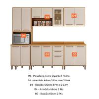 Cozinha Completa 5 Peças Detalhe Vidro áustria Valdemóveis Cinamomo/off White - 5