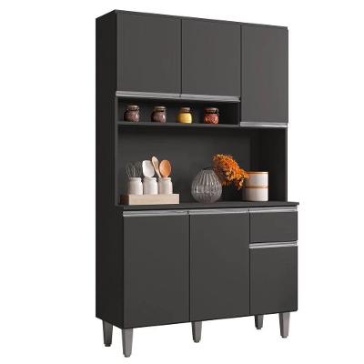 Kit Cozinha Compacta 105cm Com 6 Portas 1 Gaveta Cinza