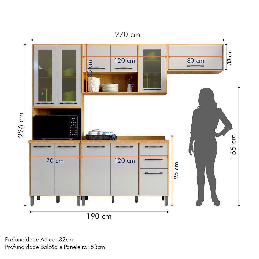 Cozinha Compacta 4 Peças Detalhe Vidro áustria Valdemóveis Cinamomo/off White - 6