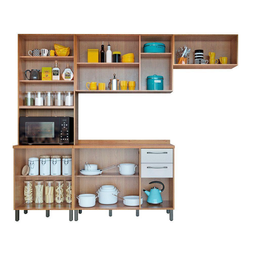 Cozinha Compacta 4 Peças Detalhe Vidro áustria Valdemóveis Cinamomo/off White - 8