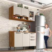 Cozinha Compacta Valencia Com Vidro 2 Peças 6 Portas 2 Gavetas Salleto Moveis Cinamomo Com Off White - 8