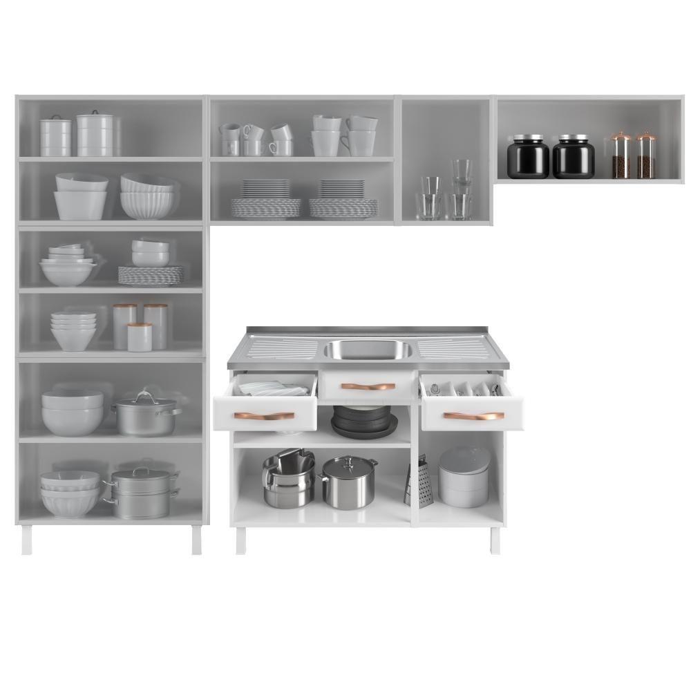 Cozinha Aço Completa Telasul Mirage New Bco C/ Balcão P/ Pia - 5