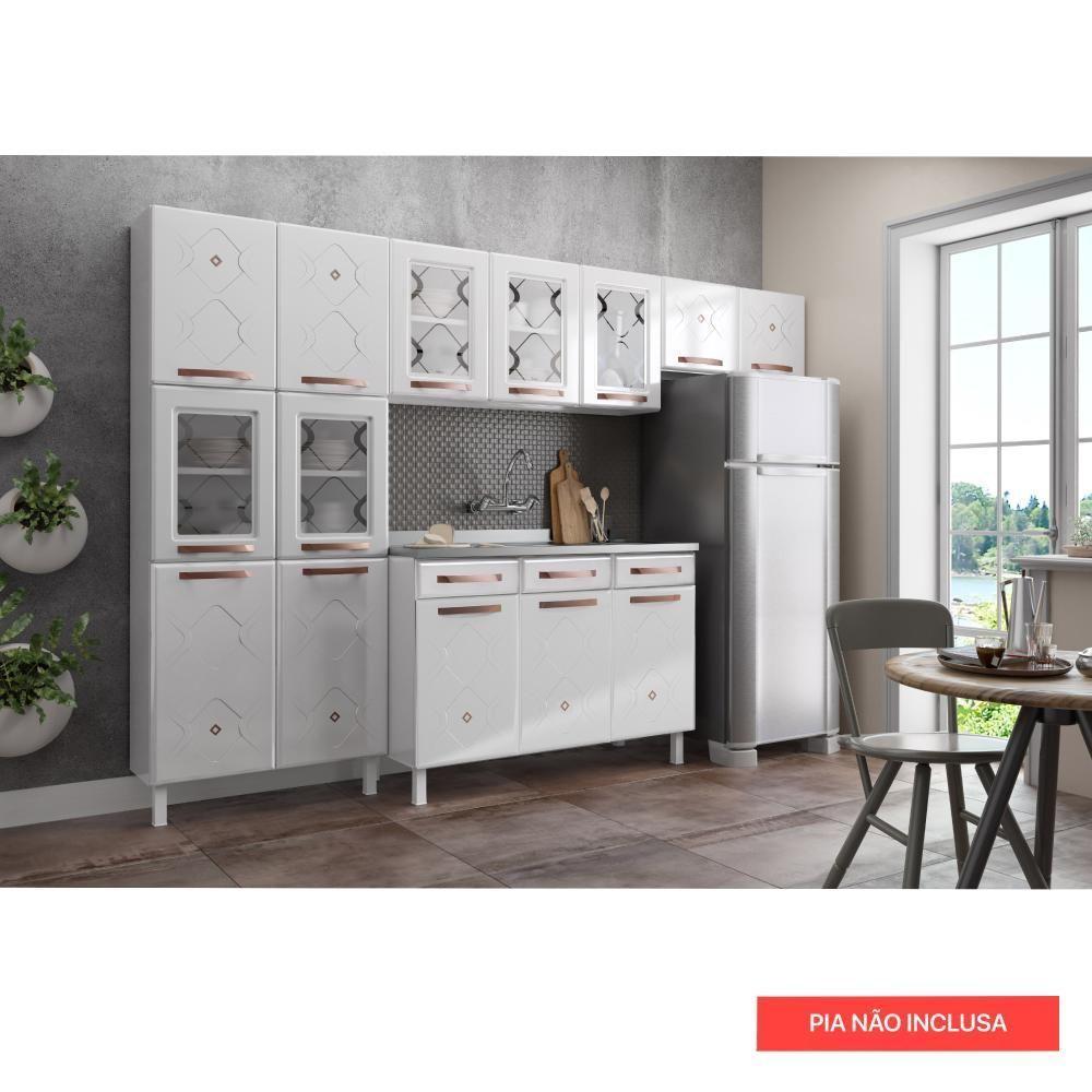 Cozinha Aço Completa Telasul Mirage New Bco C/ Balcão P/ Pia - 8