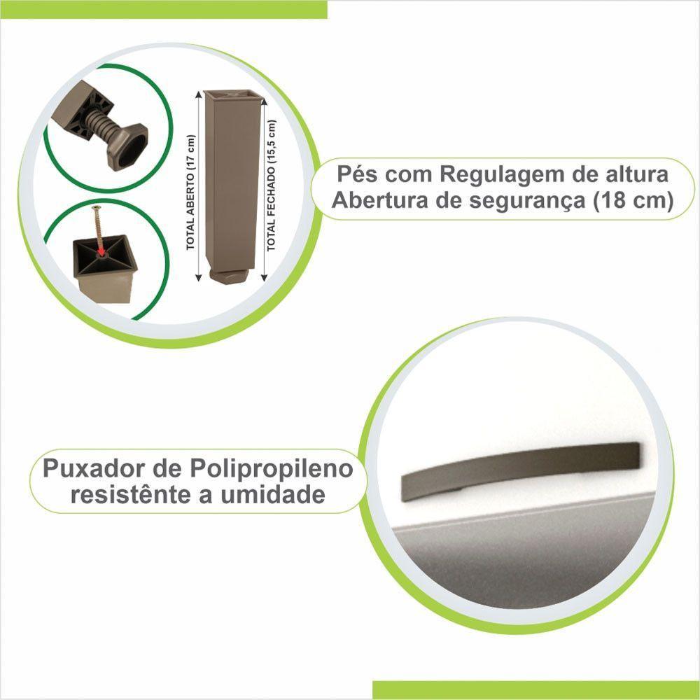 Cozinha Compacta Valencia Com Vidro 4 Peças 9 Portas 2 Gavetas Salleto Moveis Branco - 9