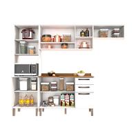 Cozinha Compacta Valencia Com Vidro 4 Peças 9 Portas 2 Gavetas Salleto Moveis Branco - 2