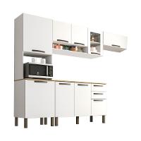 Cozinha Compacta Valencia Com Vidro 4 Peças 9 Portas 2 Gavetas Salleto Moveis Branco - 5