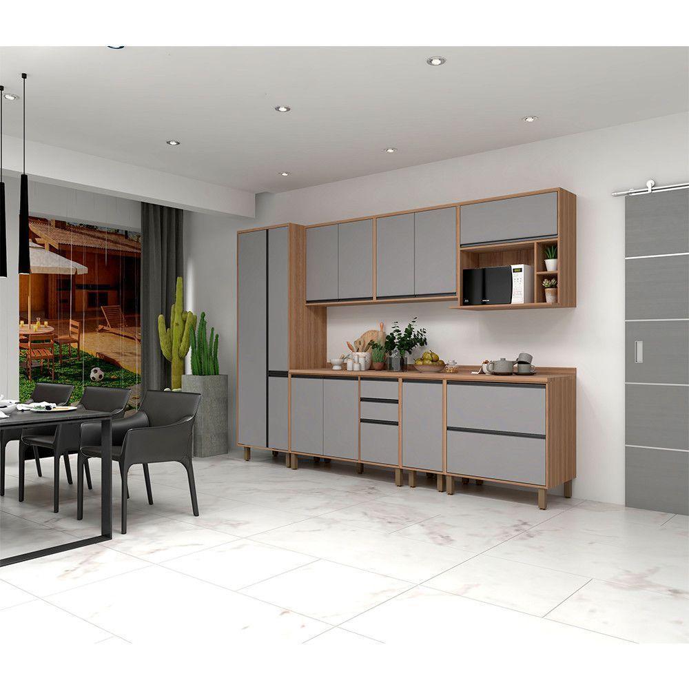 Armário De Cozinha Com 7 Peças Com Tampo Vanilla Com Cinza - 1