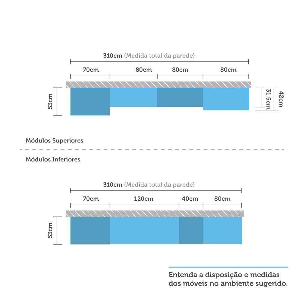 Armário De Cozinha Com 7 Peças Com Tampo Vanilla Com Cinza - 4