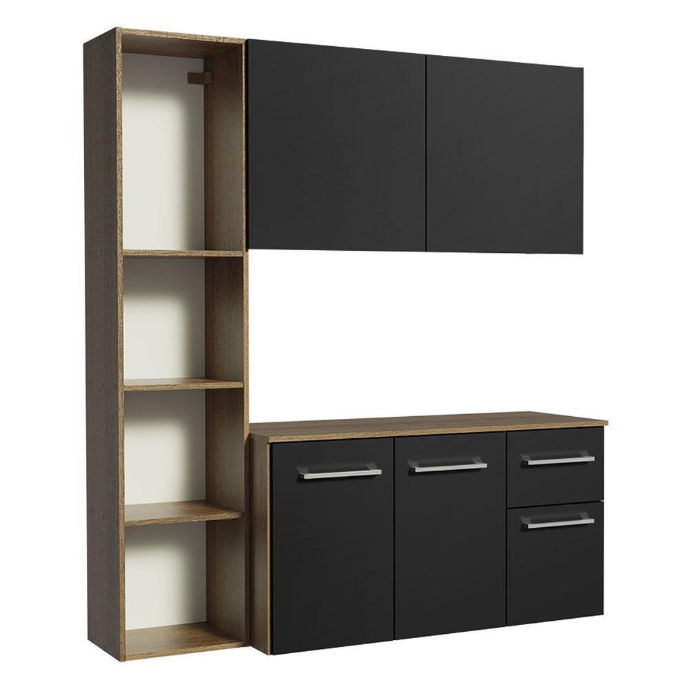 Armário De Cozinha Compacta 120cm Rustic/preto Easy Madesa Rustic/preto - 3