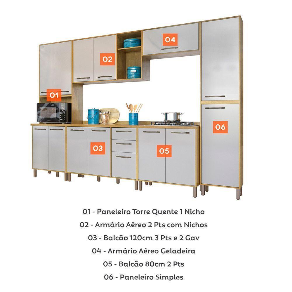 Cozinha Completa 6 Peças áustria Valdemóveis Cinamomo/off White - 5