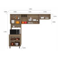 Cozinha Compacta 3 Peças Com 8 Portas E Paneleiro Duplo Barcelona Cor Carvalho Oak Off White Poliman Móveis - 2