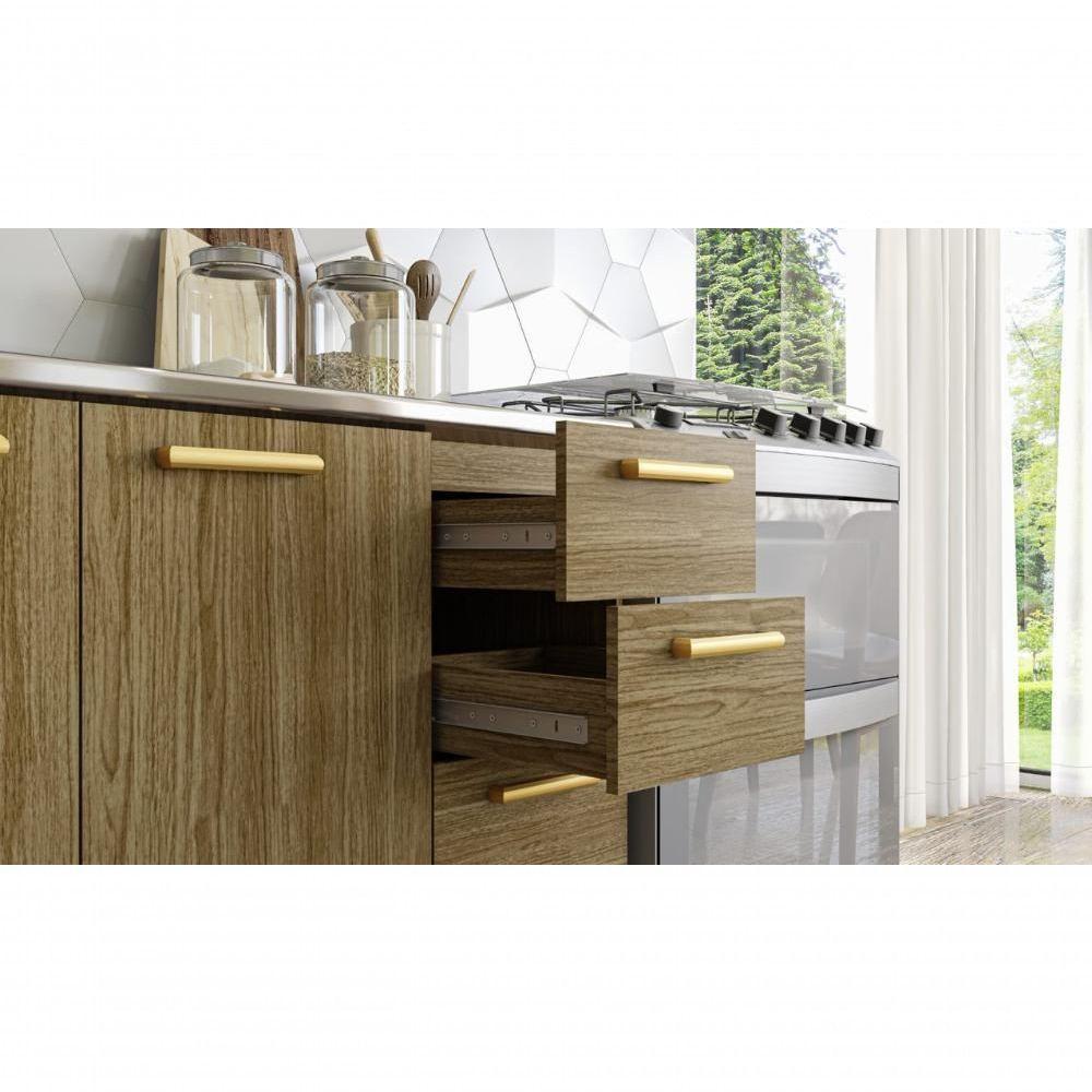 Armario De Cozinha Completo 9 Portas 2 Gavetas Urbane Freijo Vanilla Cp-ripado Freijo - 6