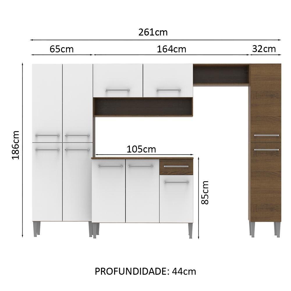 Cozinha Completa Emilly Branco com Armário e Balcão Madesa - 6