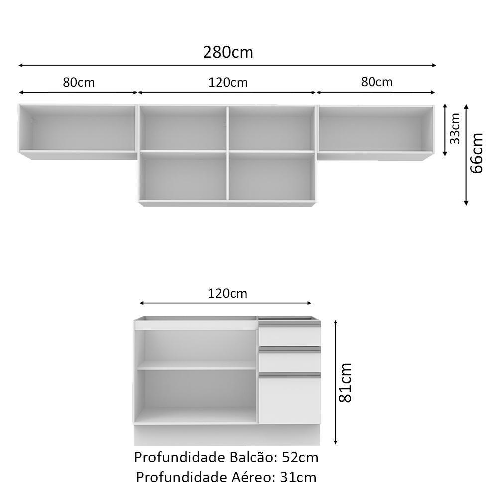 Cozinha Marina Branco com Armário e Balcão Madesa - 6