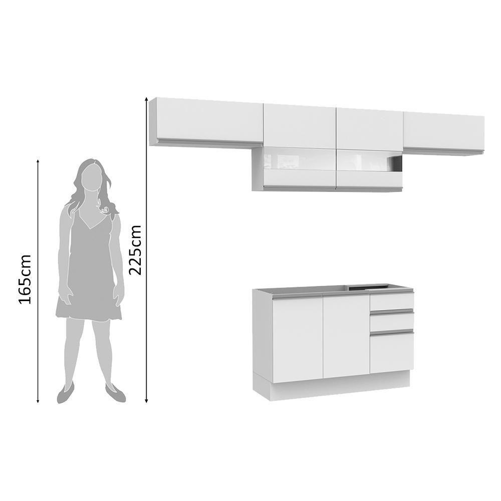 Cozinha Marina Branco com Armário e Balcão Madesa - 10