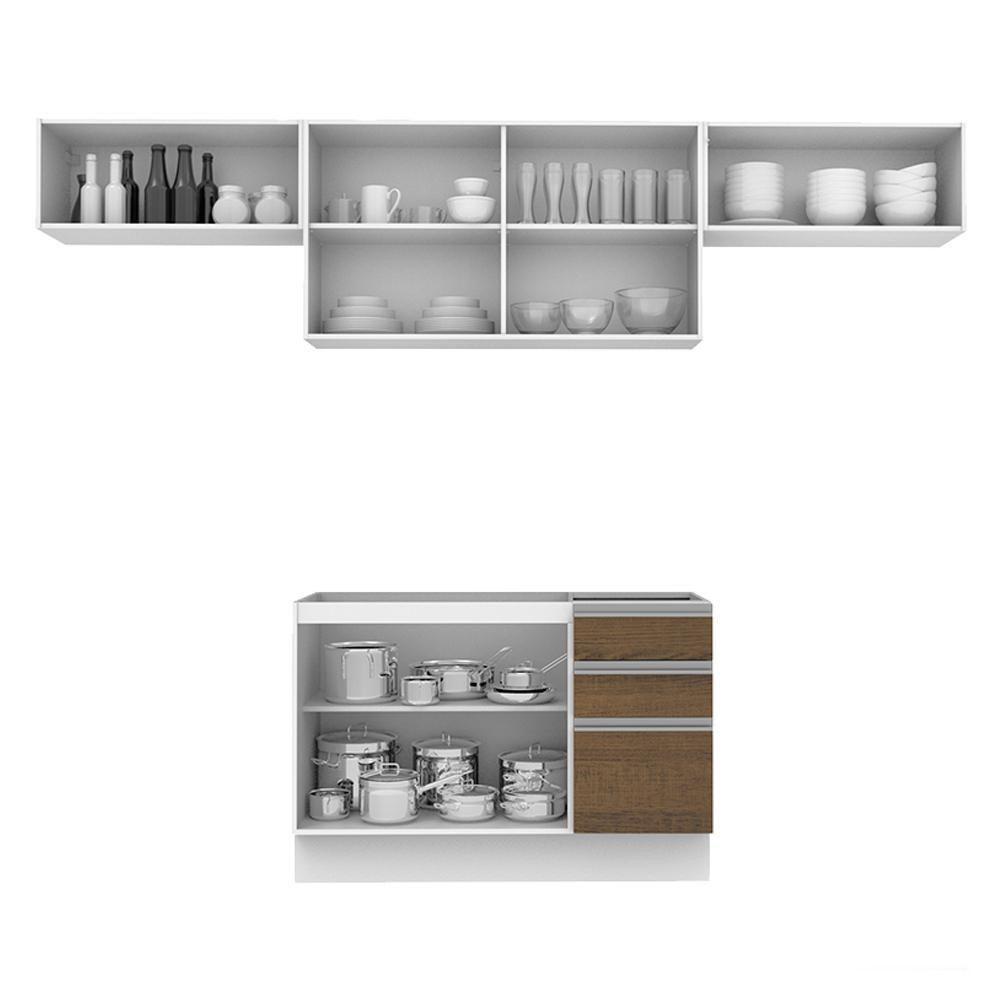 Cozinha Marina Rustic Branco com Armário e Balcão Madesa - 3