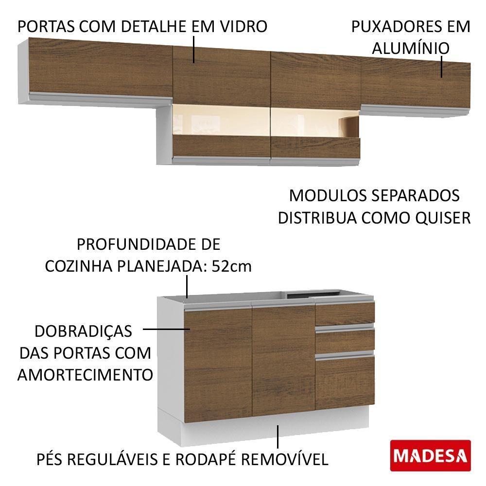Cozinha Marina Rustic Branco com Armário e Balcão Madesa - 7