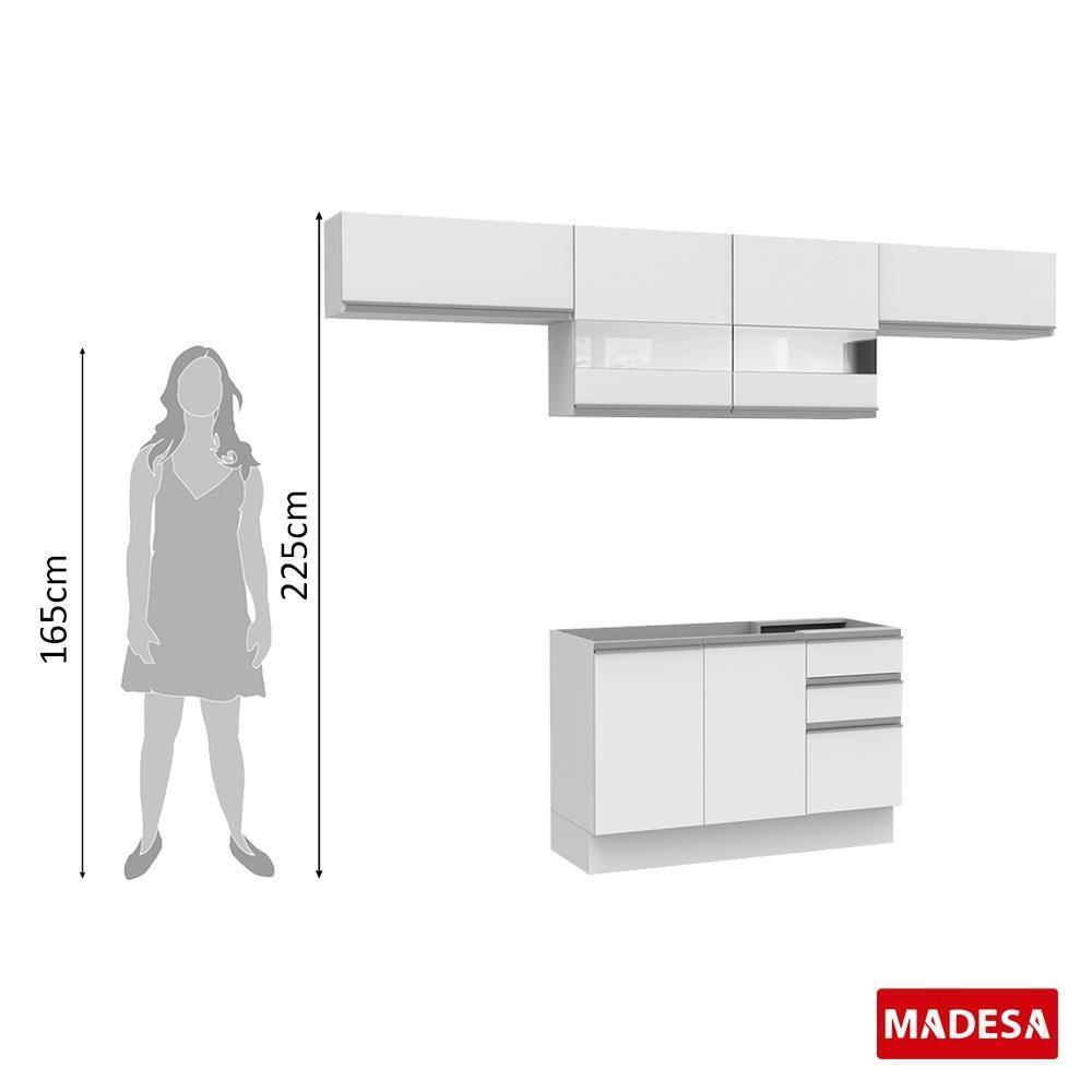 Cozinha Marina Rustic Branco com Armário e Balcão Madesa - 10