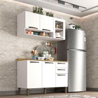 Cozinha Compacta Valencia Com Vidro 2 Peças 6 Portas 2 Gavetas Salleto Moveis Branco - 1