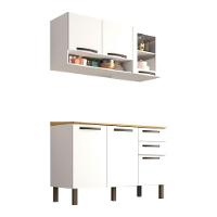 Cozinha Compacta Valencia Com Vidro 2 Peças 6 Portas 2 Gavetas Salleto Moveis Branco - 7