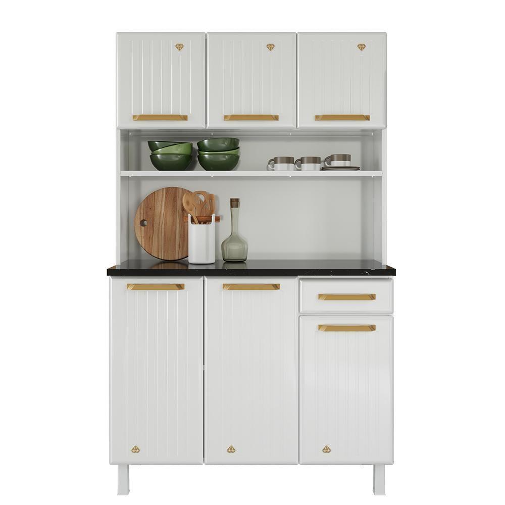 Armário De Cozinha De Aço Kit Triplo Telasul Diamante Smart Branco - 7