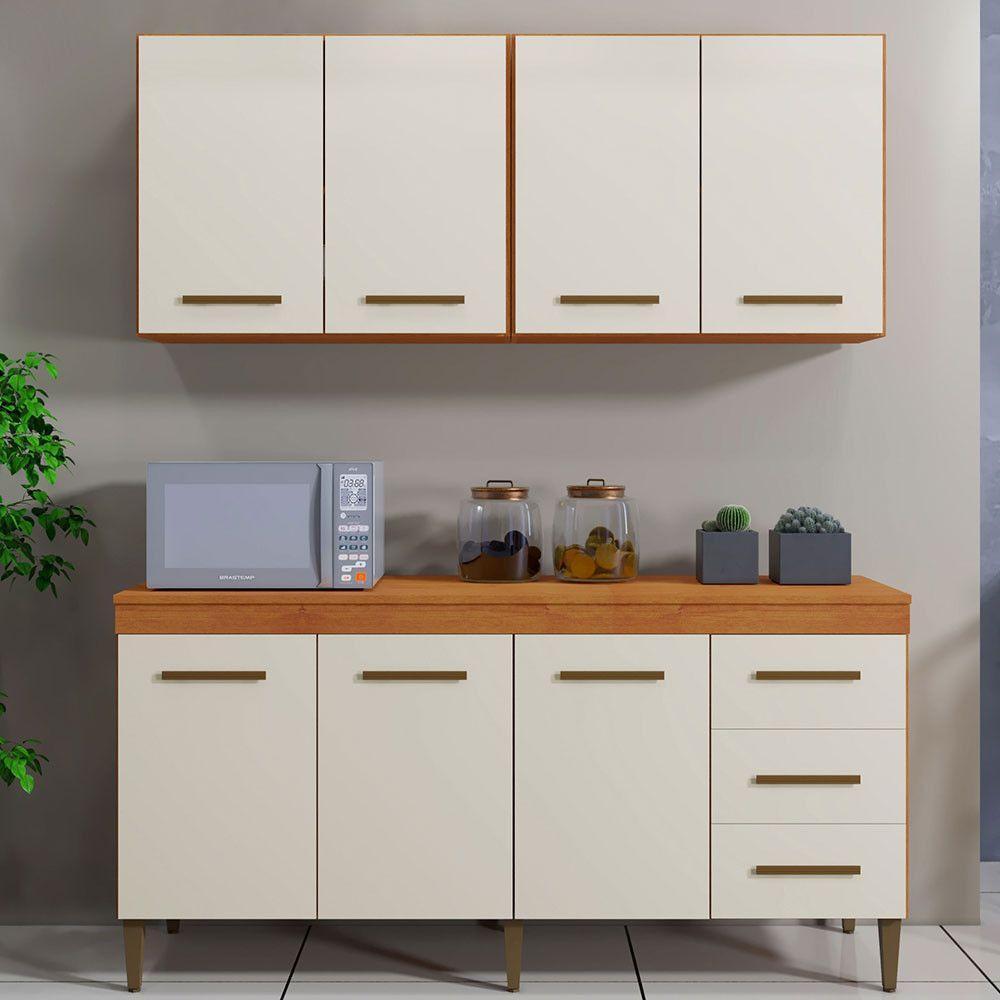 Cozinha Completa 7 Portas 3 Gavetas Atenas Kaiki Móveis Nature/off White - 1