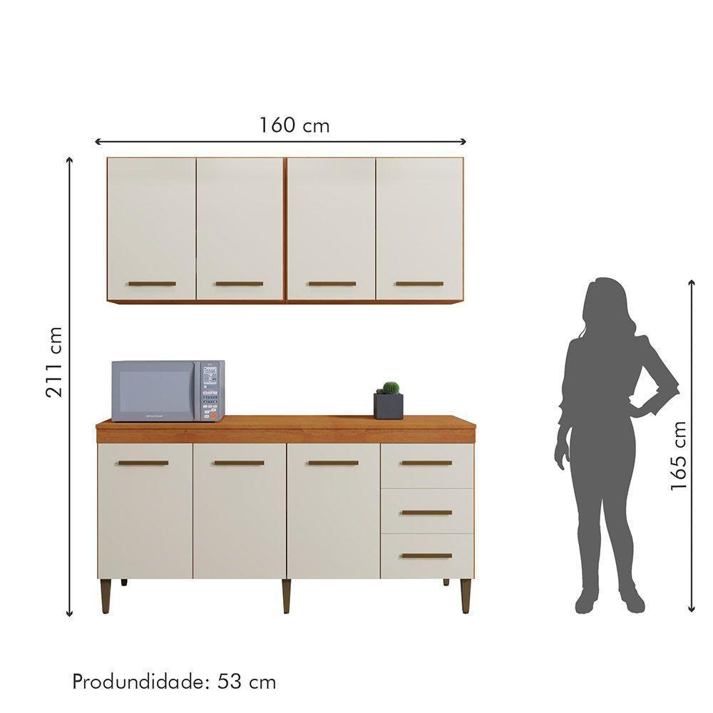 Cozinha Completa 7 Portas 3 Gavetas Atenas Kaiki Móveis Nature/off White - 6