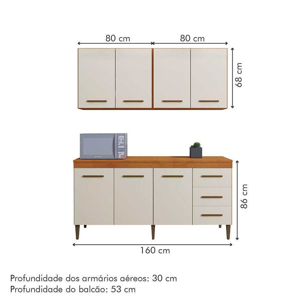 Cozinha Completa 7 Portas 3 Gavetas Atenas Kaiki Móveis Nature/off White - 7