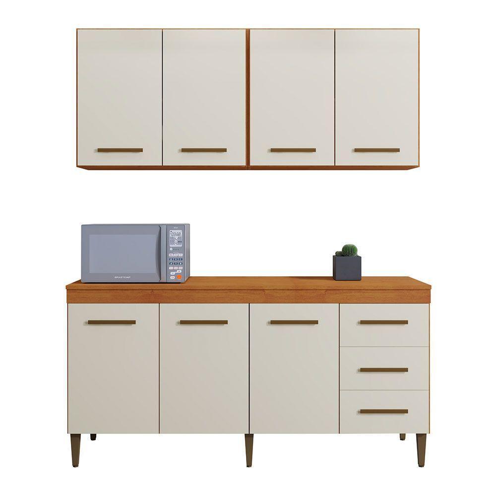 Cozinha Completa 7 Portas 3 Gavetas Atenas Kaiki Móveis Nature/off White - 8