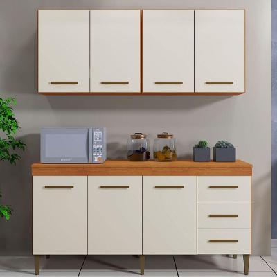 Cozinha Completa Atenas 7 Portas 3 Gavetas MDP 160cm Off White Nature