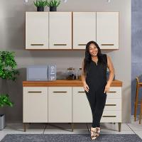 Cozinha Completa 7 Portas 3 Gavetas Atenas Kaiki Móveis Nature/off White - 5