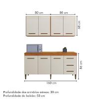 Cozinha Completa 7 Portas 3 Gavetas Atenas Kaiki Móveis Nature/off White - 7