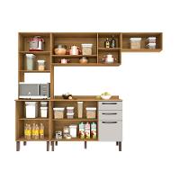 Cozinha Compacta Valencia Com Vidro 4 Peças 9 Portas 2 Gavetas Salleto Moveis Carvalho/off White - 5