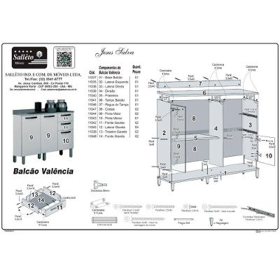 Cozinha Compacta Valencia 9 Portas 2 Gavetas MDP 248cm Off White