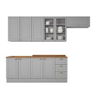 Cozinha Compacta 5 Peças Com Aéreo 3 Portas Com Vidro Amy Casa 812 Cinza - 2