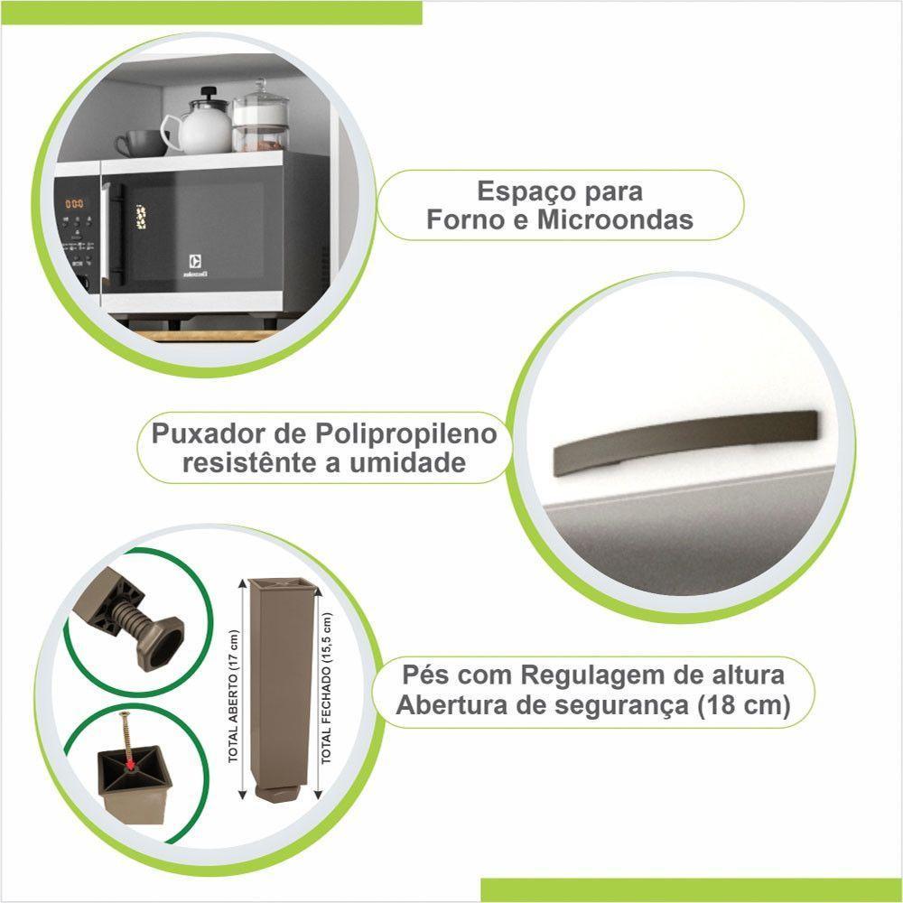 Cozinha Compacta Valencia 4 Peças 9 Portas 2 Gavetas Salleto Moveis Cinamomo Com Off White - 7