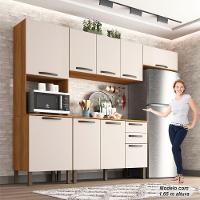 Cozinha Compacta Valencia 4 Peças 9 Portas 2 Gavetas Salleto Moveis Cinamomo Com Off White - 6