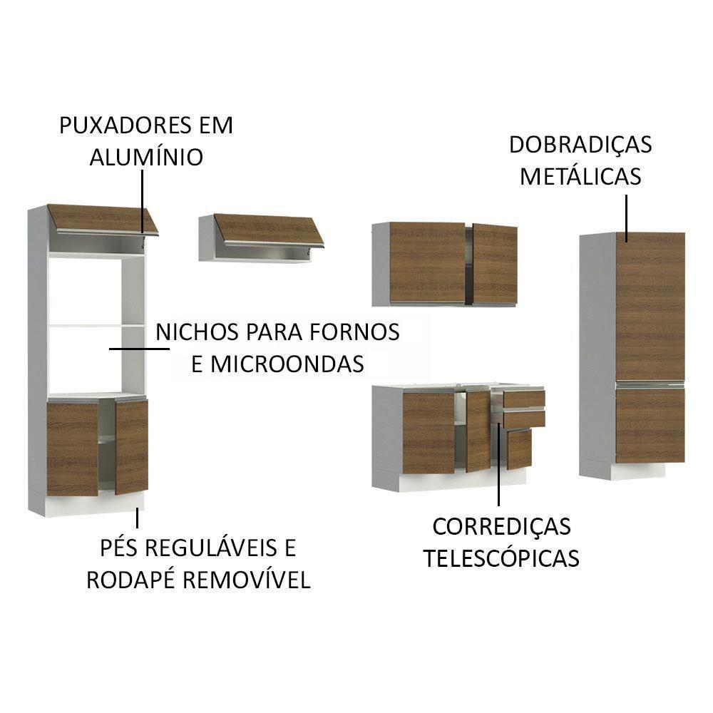 Cozinha Acordes Glamy Rustic MDF 11 Portas Madesa - 9