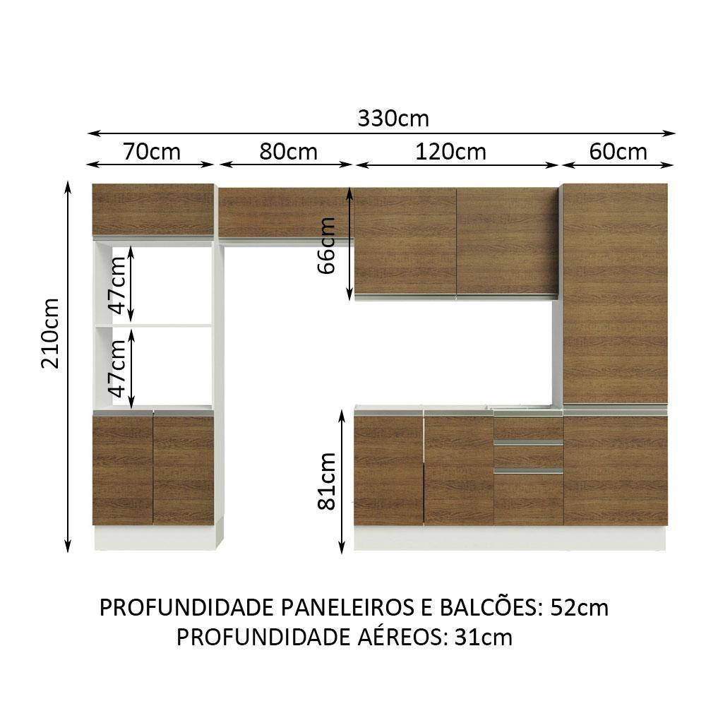 Cozinha Acordes Glamy Rustic MDF 11 Portas Madesa - 10