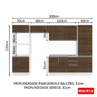 Cozinha Acordes Glamy Rustic MDF 11 Portas Madesa - 10